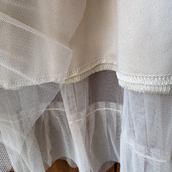 VTG Ruffled Tulle Latte Midi Skirt with Elastic Waist in Women's Large - Picture 7 of 7